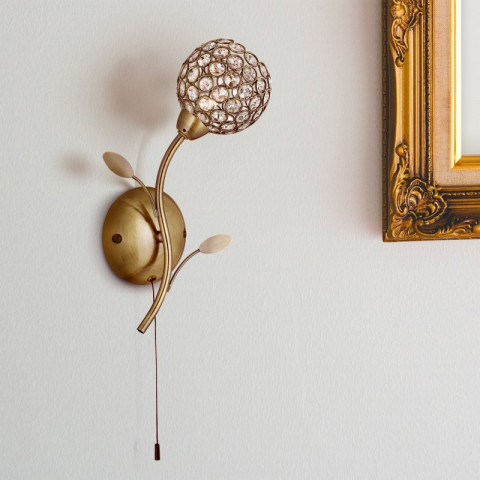 Applique bellis ii, en laiton antique et verre
