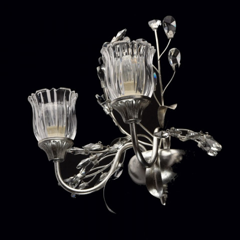 Applique murale argentée flora 2 ampoules 20 cm