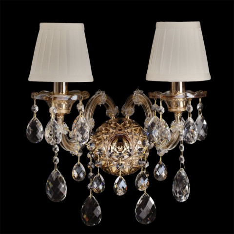 Applique murale dorée crystal 2 ampoules 41 cm