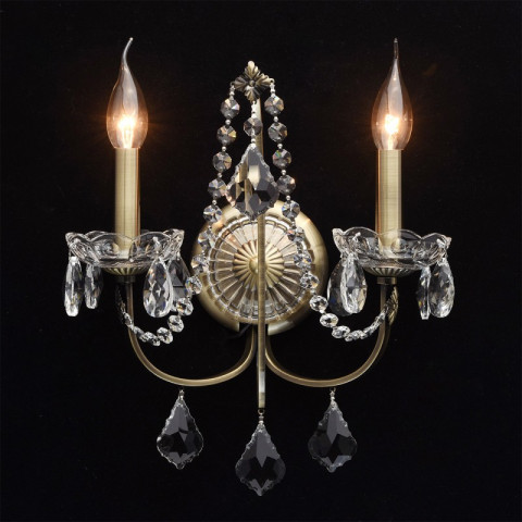 Applique murale laiton crystal 2 ampoules 15 cm