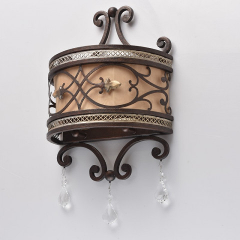 Applique murale marron country 2 ampoules 15 cm