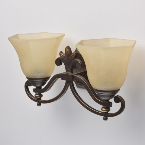 Applique murale marron country 2 ampoules 18 cm