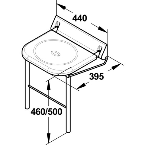Siège de douche fixe relevable, avec béquille - PRESTO - 60584