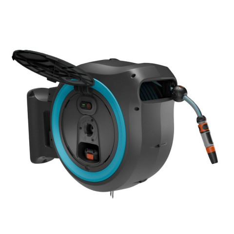 Dévidoir automatique mural PowerRoll XXL - 18V - GARDENA - Kit prêt à l'emploi avec batterie P4A - 18645-20