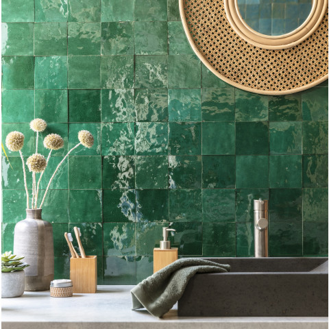 Véritable zellige marocain - vert menthe 10x10 cm (au m²)