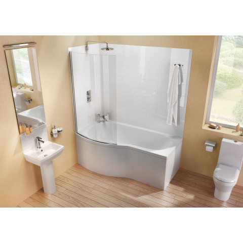Cleargreen baignoire-douche asymétrique ecoround r21 170x80x74 cm lucite®
