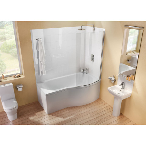Cleargreen baignoire-douche asymétrique ecoround r20 150x80x74 cm lucite®