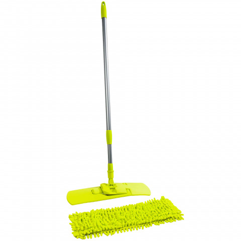 Balai microfibres 44cm avec manche 1.3m vert