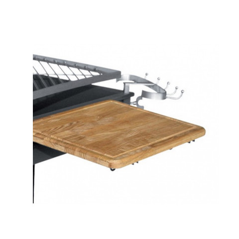 Barbecue à charbon de bois grille inox carrée rotative 50 x 50 cm tablette bois et crochets