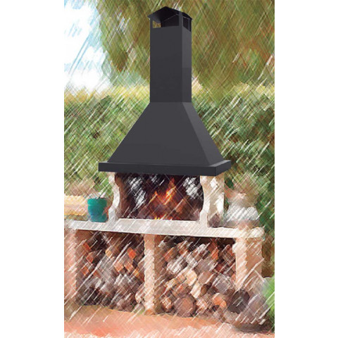 Fm cheminée métallique cb-80 pour barbecue l.90 cm p.50 cm