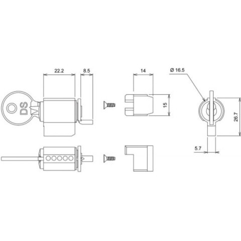 Barillet pour profil 23 à 27 mm pour fermetures encastrées série 6790 pour coulissant menuiserie aluminium type 9431