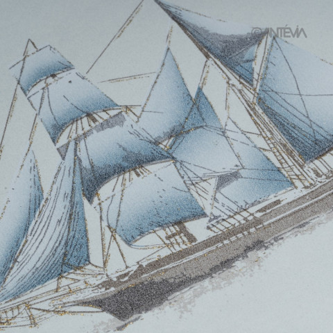 Papier peint intissé vinyle - Modèle bateau bleu