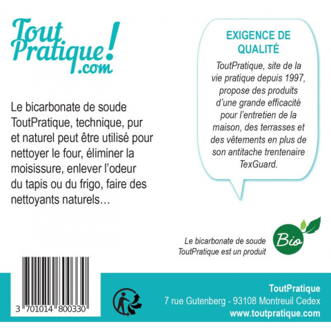 Bicarbonate de soude Bio - Crème à Récurer, Nettoie Théière Noircie, Désodorise Tissu - 700g Pot Réutilisable -Naturel - Français