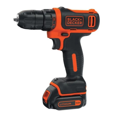 Perceuse-visseuse sans fil 10.8v ultra compacte - blach+decker - avec 2 batteries 18v 1.5ah - coffret - bdcdd12k1b-qw
