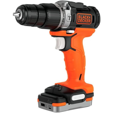 Perceuse visseuse à percussion sans fil 12 V + 80 accessoires + 1 batterie 1,5 Ah + 1 sac de transport - BLACK+DECKER - BDCHD12S1A-QW