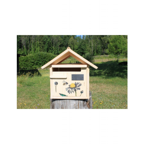 Boîte aux lettres en bois créastuce : l'abeille butine (1 porte)