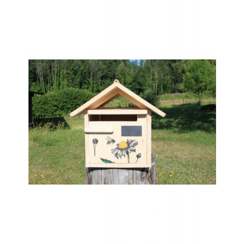 Boîte aux lettres en bois créastuce : l'abeille butine (courte)