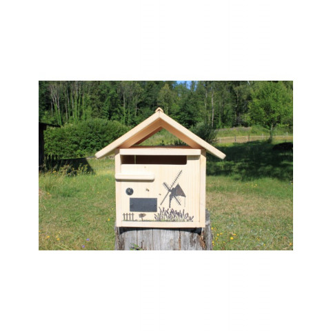 Boîte aux lettres en bois créastuce : moulin violet (1 porte)