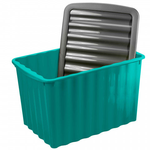 Boite de rangement bleue 58l avec couvercle