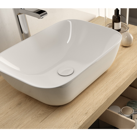 Meuble de salle de bain avec cuve arrondie et miroir KING - Roble (chêne clair) - 120cm