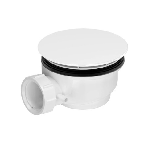 Bonde de receveur Ø90 mm - Capot blanc mat - Evacuation Horizontale Aurlane - FAC1140