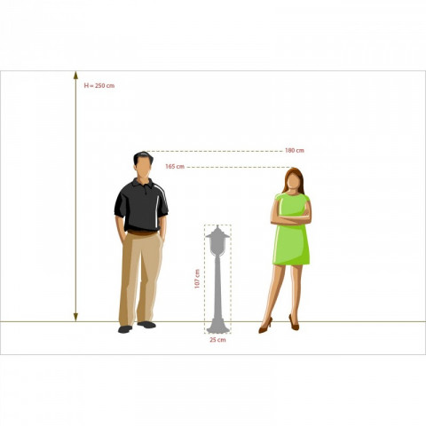 Borne d'extérieur noire street 1 ampoule 107 cm