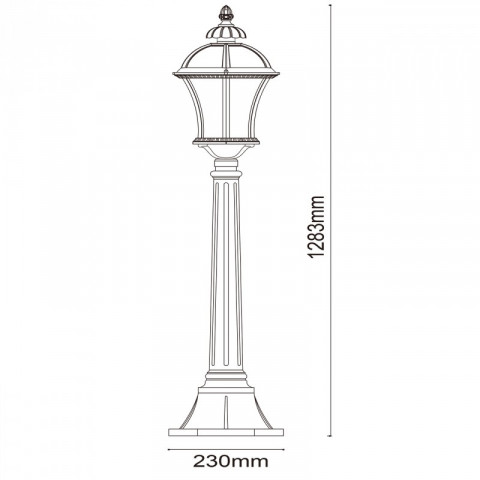 Borne d'extérieur noire street 1 ampoule 120 cm