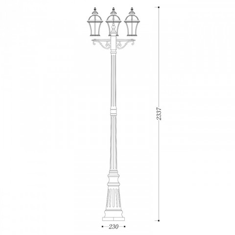 Borne d'extérieur noire street 3 ampoules 230 cm