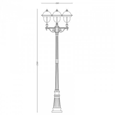 Borne d'extérieur noire street 3 ampoules 231 cm