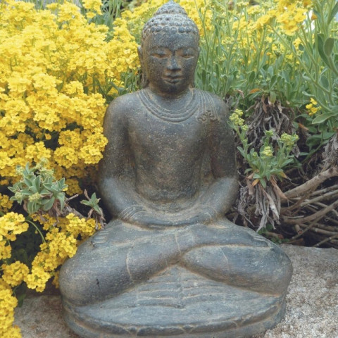 Statuette bouddha assis lotus méditation 20 cm - gris anthracite  20 cm - gris anthracite