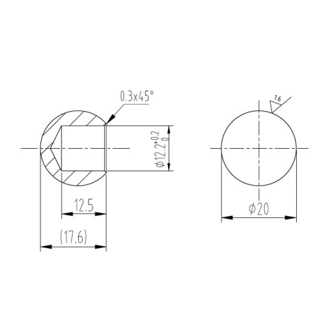 Boule d'ornement inox pour tube de diamètre 12mm