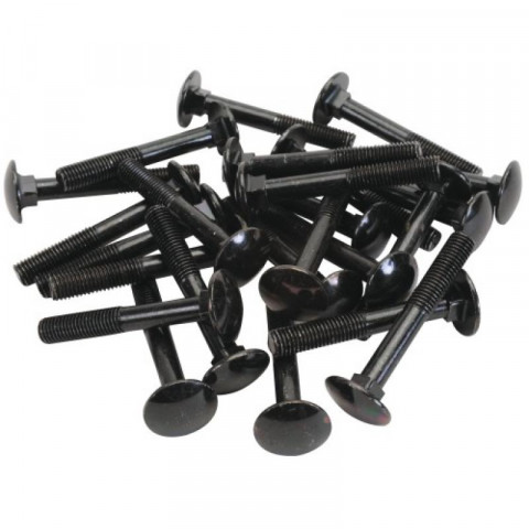 Boulons tête ronde collet carré japy acier zingué noir, filetage partiel, diam 6 mm, long 50 mm, boîte de 200 boulons