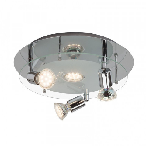 Brilliant ag g94404a15 virginia plafonnier led à 3+1 lumières métal/verre 3 w integrated chrome [classe énergétique a+]