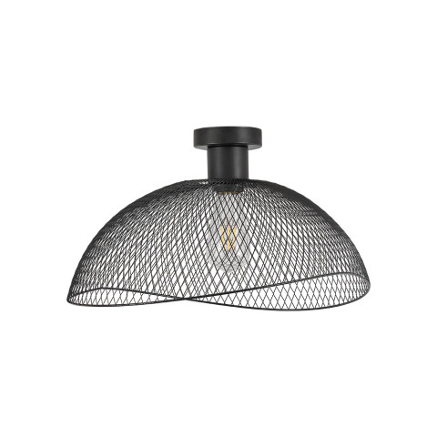 Plafonnier décoratif métal noir grillagé e27 diam 450mm