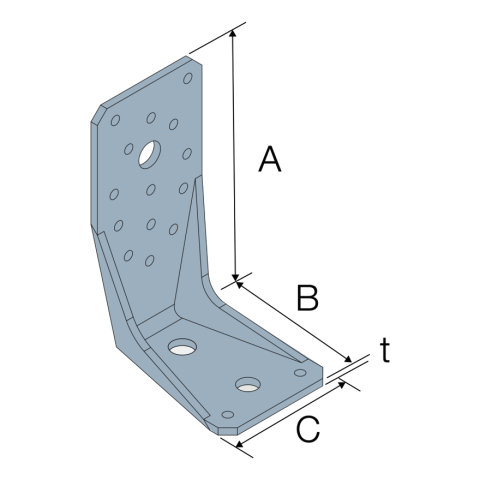 Equerre renforcée pour ossature bois AKRX3 - Dimensions au choix