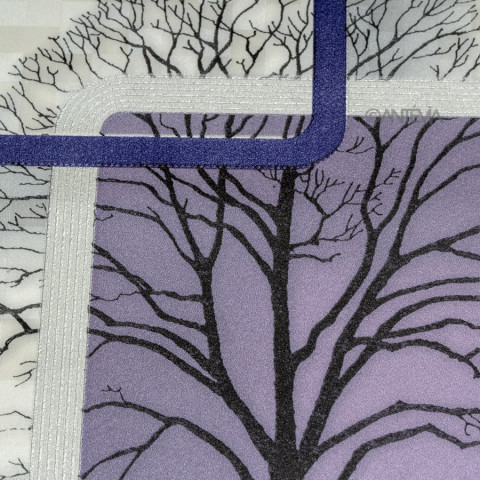 Papier peint intissé vinyle - Effet 3D - Modèle cadre arbre violet