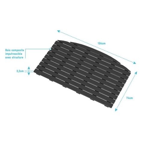 Caillebotis en bois composite Gris pour cabine rectangulaire - Dimensions 104 x 74 cm Aurlane - CAI024