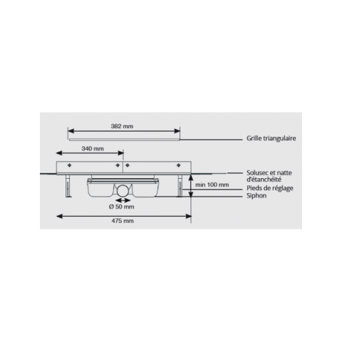 Caniveau d'angle inox solusec l270x382 d50 sh