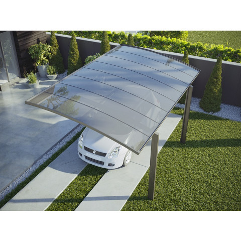 Carport Aluminium Autoportant BOLTON - Profondeur x largeur x hauteur : 500 x 300 x 240 - Toiture en Polycarbonate Traite Anti-UV