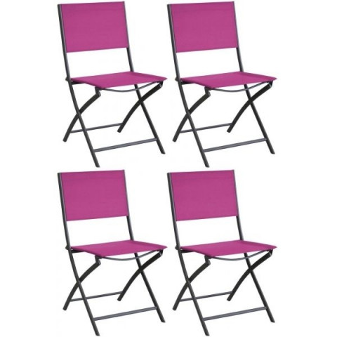 Chaise pliante en acier et toile dream (lot de 4) - Couleur au choix