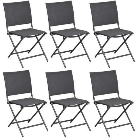 Chaise pliante en acier et toile globe (lot de 6) - Couleur au choix