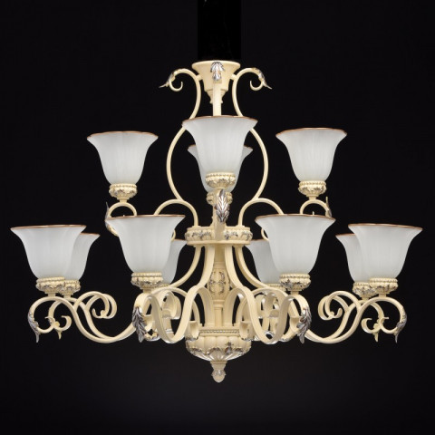 Chandelier beige country 12 ampoules 230 cm
