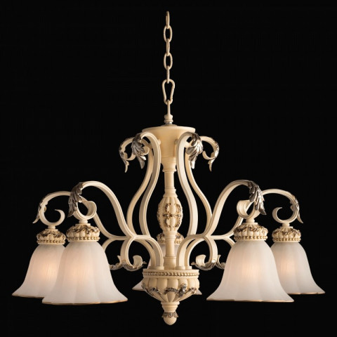 Chandelier beige country 5 ampoules 195 cm