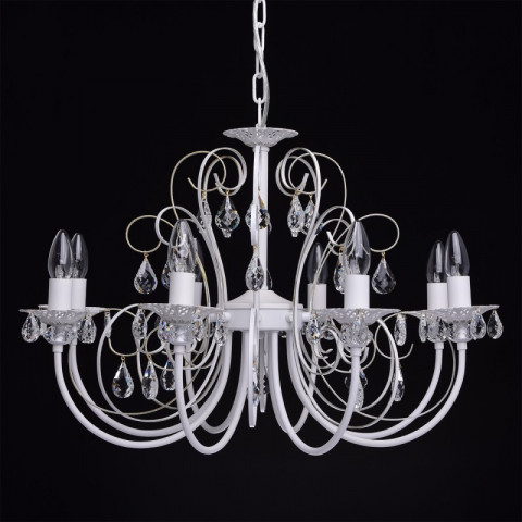 Chandelier blanc classic 8 ampoules 85 cm