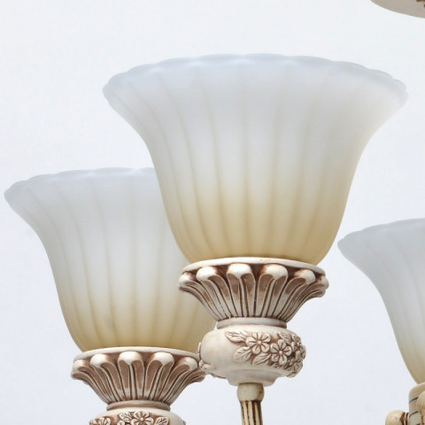 Chandelier blanc country 5 ampoules 83 cm