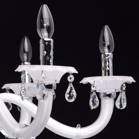 Chandelier blanc elegance 6 ampoules 106 cm