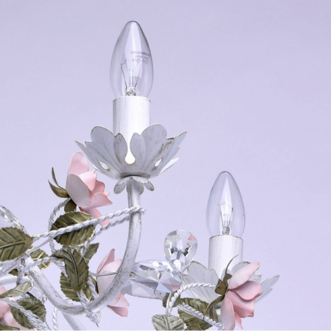 Chandelier blanc flora 5 ampoules 123 cm