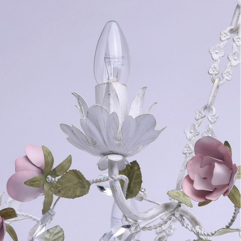 Chandelier blanc flora 6 ampoules 75 cm
