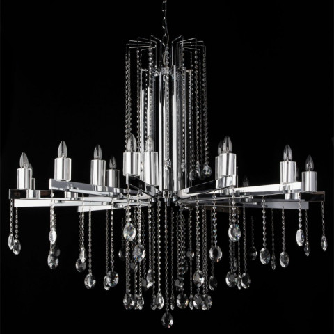 Chandelier chromé crystal 18 ampoules 205 cm