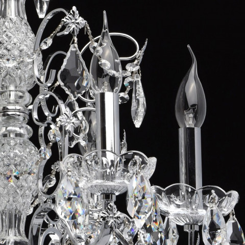 Chandelier chromé crystal 6 ampoules 93 cm